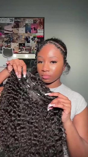 Easy filp over method to install the clip ins #clipins #bestclipinextensions #hairextensions #clipinextensions #hairhack #hairtutorial #naturalhairstyles #protectivestyles #blackgirlmagic⁣⁣⁣⁣⁣⁣⁣⁣⁣⁣⁣⁣⁣⁣⁣ #curlyhairextensions#curlyclipins