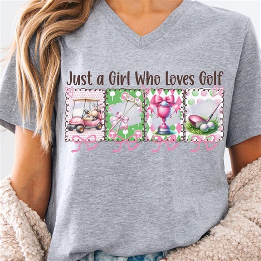 Lady Golfer Shirt Pretty Pinks and Greens | Retired Women | School Golf Player Team - Etsy