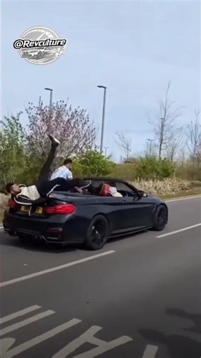😂 BMW M4 F82 Convertible Fail — Passenger Falls Out Leaving the Show! #carfails #automobile