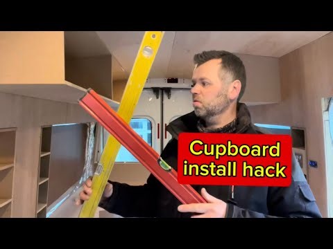 Self build camper cupboard install hack.
