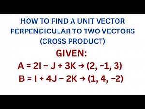 How to Find a Unit Vector Perpendicular to Two Vectors (Cross Product)