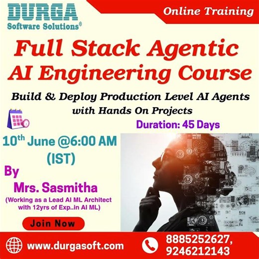 Full Stack Agentic AI Engineering Course Online Training @ DURGASOFT #durgasoftware #shorts