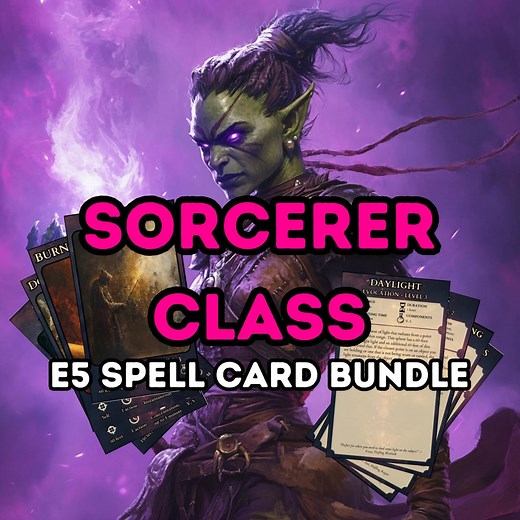 Dnd 5e Sorcerer Spell Cards Bundle | Illustrated & Printable | Cantrips to Level 9 | Dungeons and Dragons Sorcerer Spells PDF | Tarot Size - Etsy