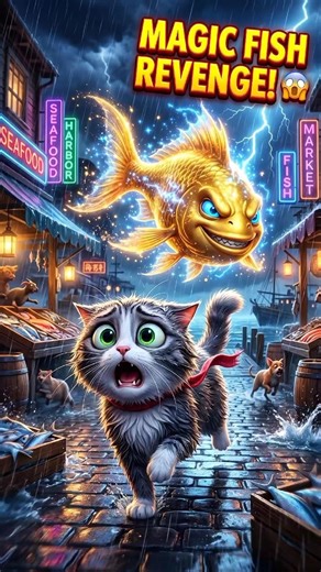 🐱🐟 The Cat & the Magic Fish | When the Golden Fish Comes Alive! 😱😂 #FunnyCatStory#ViralStory