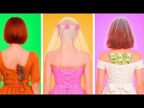 DIY Bride vs Bride in a Gold Dress || 👉Eating a $10,000 Golden Burger!💔