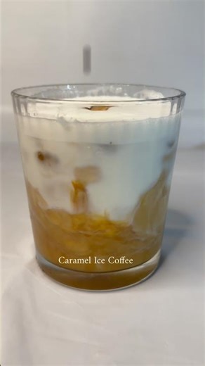 The BEST Caramel ice coffee/latte you will have this week. Homemade syrup #coffee #caramel #espresso