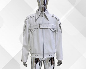 White Leather Moto Jacket for Men - Stylish Biker Style - Etsy