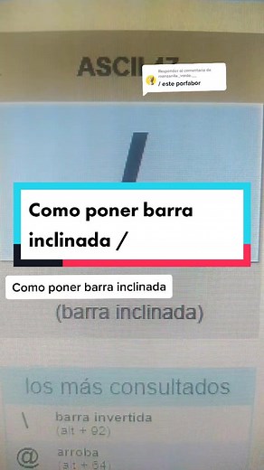 Cómo poner barra inclinada /