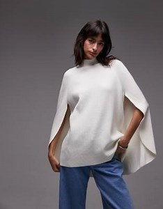 & Other Stories high neck knit sweater with cape back and sleeves in white  | ASOS