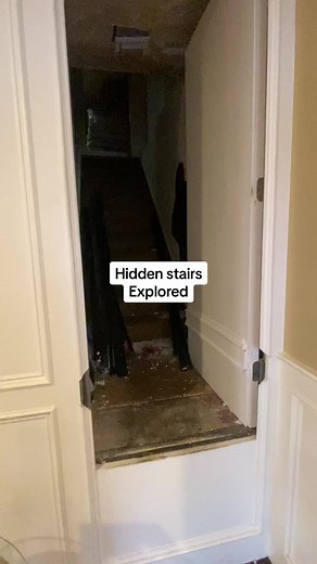 We are venturing through the hidden stairs watch this and I’ll show you where they go! They are stairways concealed behind all of the walls In this old house #h#historyh#hiddenroomf#fypa#architectureo#oldhousew#watchthisf#followc#coolplacesr#renovationh#hiddenspaceh#hiddenstairse#explorev#viralvideo