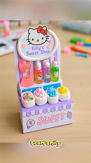 Mini Hello Kitty Bakery Shop Made with Clay & Paper | BearFamily #shorts #toys #love #funny
