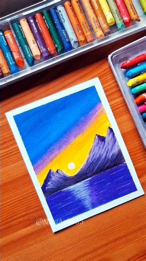 🌄 Easy Oil Pastel Sunset Landscape Drawing for Beginners 🎨✨