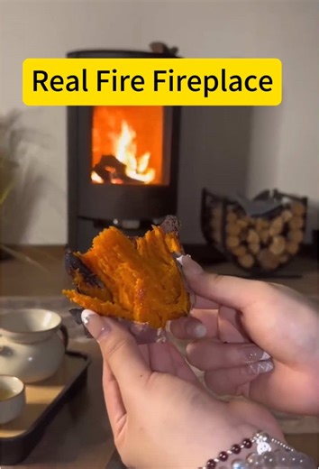 Roasting Sweet Potatoes Over a Wood Fire Fireplace
