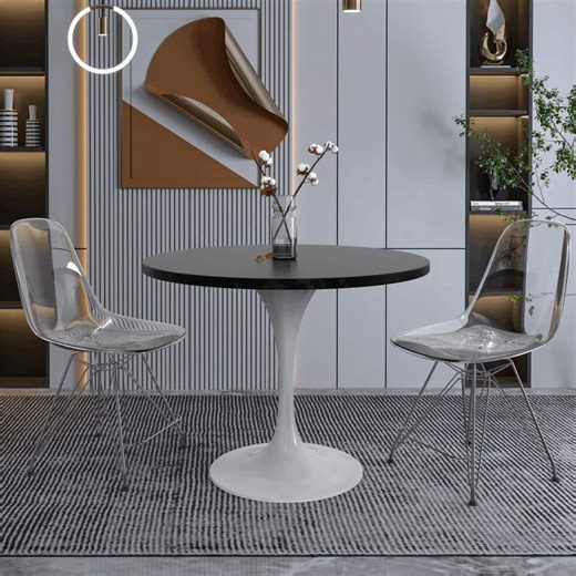 Reviews for Leisuremod Verve Modern Black Wood 36 in. Tabletop with White Steel Pedestal Base Dining Table 4 Seater | Pg 1 - The Home Depot