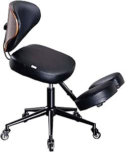 Ergonomic Kneeling Chair with Back Support - Adjustable Knee Chair Posture Chair - Office Chair for Back Pain Relief - Height & Angle Adjustable,Black
