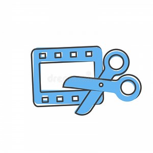 Video Edit Icon. Scissors and Film Icon on White Isolated Background Stock Vector - Illustration of filmstrip, cutting: 201331209