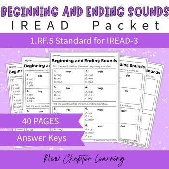 Beginning and Ending Sounds IREAD Practice Packet
