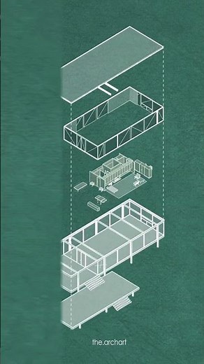 Architecture Exploded Axonometric Diagram | Farnworth House