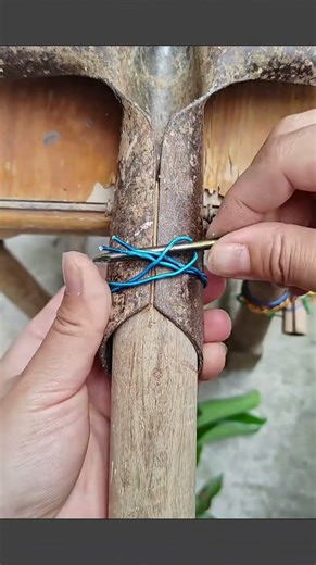 Shoving handle knot using wire—strong and super useful for quick fixes #DIYtools #knotskills