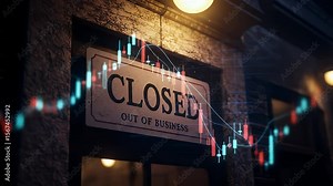 Store Closed Out of Business Sign Economic Graph