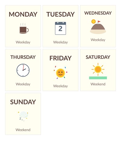 Days of the Week Printable Flashcards, Montessori Learning Cards (PDF), Homeschool Cards, Instant Download - Etsy