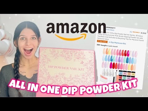 TRYING AZUREBEAUTY ALL IN ONE DIP POWDER NAIL KIT FROM AMAZON | STEP BY STEP DIP POWDER TUTORIAL