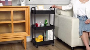 Bathroom Cart with Wheels Kitchen Small Storage Cart 3 Tier Rack Rolling Cart Organizer Shelf, White