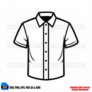 Shirt SVG Button up Clothing Apparel Outline Cricut Silhouette Minimalist Vector Download File - Etsy Canada
