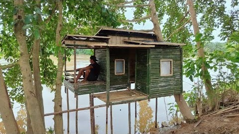 7.1K views · 133 reactions | River Camping Adventure – Building a Floating House from Scratch  | Armani Aufderhar | Facebook