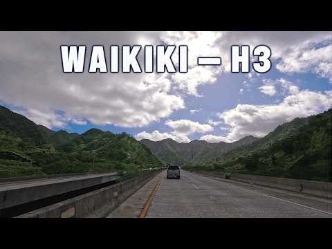 Waikiki to H3 🌴 Most Scenic Drive to Kāneʻohe Oʻahu Hawaii 4K (City to Mountains)