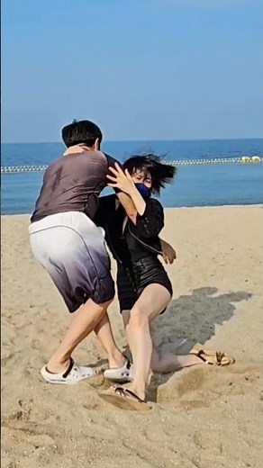 Mature woman goes to the beach in high-leg outfit #shorts