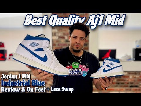 Industrial Blue Jordan 1 Mid - Review & On Feet + Lace Swap
