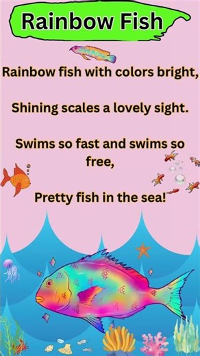 Rainbow Fish 🐠 | English Poem for Kids | Poem in English for Kids | Poems | Kids Poems 👧👦 #shorts