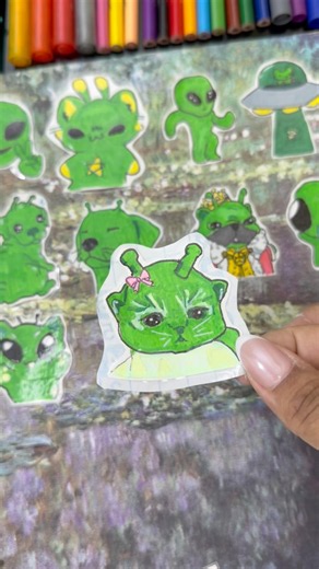 DIY alíen sticker | día 30 #aliens #stickers #sketch #drawings #fyp