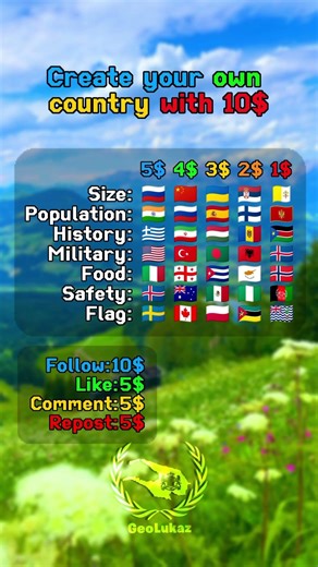 Create your own country with 10$ 💸 /// comment what country you've made! /// lazy upload today.. ✌️