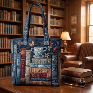 Vintage Books Quilted Tote Bag, Library Book Lover Aesthetic Tote - Etsy