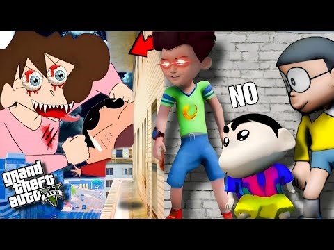 GTA5: Shinchan & Kicko Fight With Evil Shinchan Mom & Play Mega Ramp Challenge