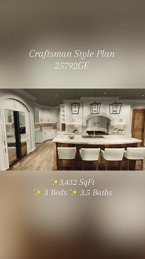 This beauty packs soooo much into a single story layout 😍😍 #adhouseplans #craftsmanhome #customhome #homeaesthetic