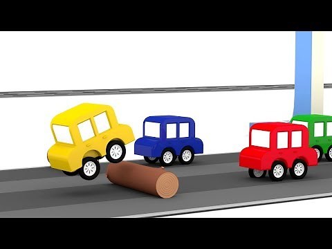 Dessin animé en français. 4 voitures colorées. La nouvelle course