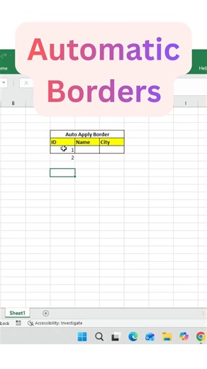 AUTO BORDER Trick in Excel 🤯 | Conditional Formatting Magic ✨ #techshorts #youtubeshorts