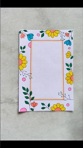 5 Easy & Beautiful Floral Border Designs for Project File | Handmade Notebook Border Drawing Ideas