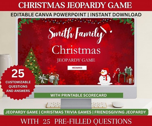 Christmas Jeopardy Game, Editable Powerpoint Template (digital Download) - Etsy