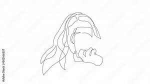 Hands holding camera continuous line drawing animation. Woman holding camera to take a picture hand drawn animation