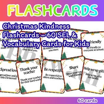 Christmas Kindness Flashcards – 60 SEL & Vocabulary Cards for Kids