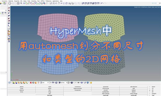 HyperMesh中用automesh划分不同尺寸和类型的2D网格
