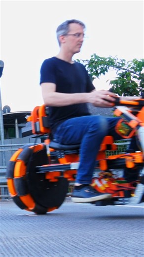 James Bruton on Instagram: "Full video link in bio! I built an omni-directional bike with two omni-weels! #weird #bike #omni #3dprinted #testing #balancing #mechanical"