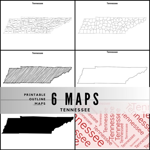 Printable Tennessee Maps / State Outline and Labeled Geography Sheets / Letter‑size Educational Printables for Teachers and Students - Etsy Canada