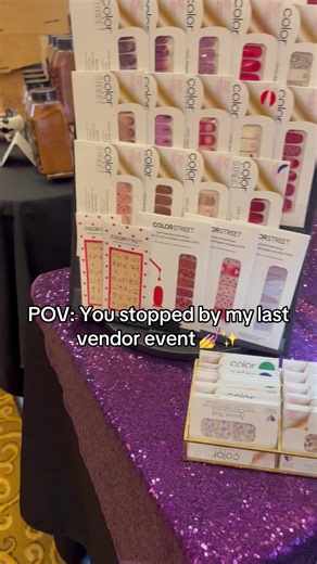 Vendor event vibes ✨💅 I had the BEST time at my last vendor event! Seeing all the Color Street goodness laid out, helping everyone find their perfect set, and talking all things nails is seriously my happy place. There is just something about seeing these sets in person — the glitters, the shimmers, the solids… pictures truly don’t do them justice! If you stopped by my table, THANK YOU 🥰 If you didn’t make it but see something you love, I’ve got you! Drop a 💅 below if you want the link or nee
