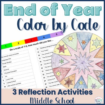 End of Year Activities | Color Code Reflection | Middle School SEL Fun | Print