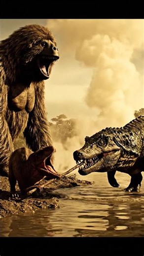 Rugops vs a towering Megatherium (Giant Sloth) in a Prehistoric World